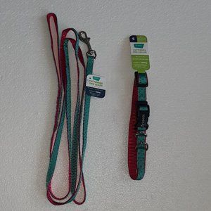 Frisco Pink & Black Polka Dot Leash & Collar Bundle, 6ft, Neck 10 - 14 inch, 5/8